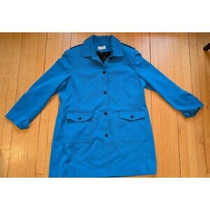 Alfred Dunner Lightweight Trench Coat Jacket Blue Womens XL Lined Epaulettes EUC